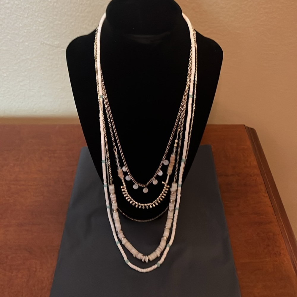 Talbots Layered Gold and White Necklace